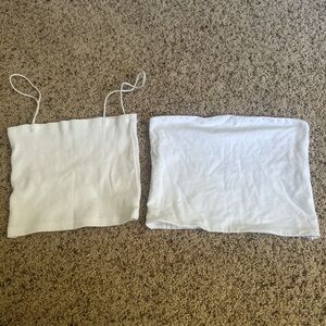 Stradivarius White Tube Top Set